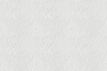 seamless pattern white paper craft embossing style, spring flower vine and floral, wallpaper background element, Ai Generated