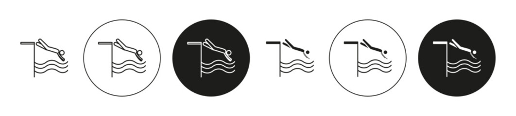 swimmer jumping flat line icon set. swimmer jumping Thin line illustration vector
