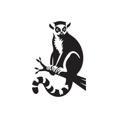 Radiant Lemur Outlines: Illuminating Lemur Silhouette Portraits Depicting the Natural Radiance of these Charming Creatures - Lemur Illustration - Lemur Vector
