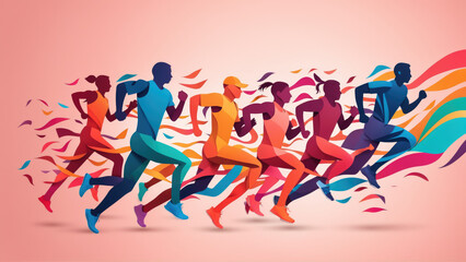 Marathon people running