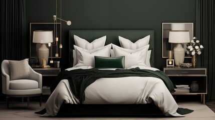 bedroom with emerald elegance