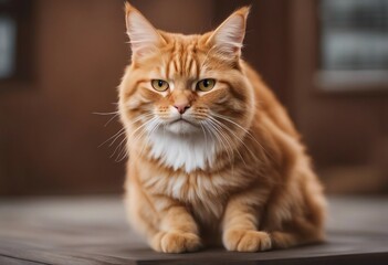 Angry funny ginger cat isolated on transparent background Annoyed cat