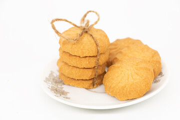 cookies or biscuits, traditional dessert, nutrition snack, dessert or breakfast food isolated on white background