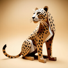 leopard in paper cut style
