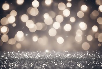 Bokeh winter background Glitter vintage lights background silver and white