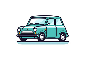 Naklejka premium Flat illustration of ablue green car