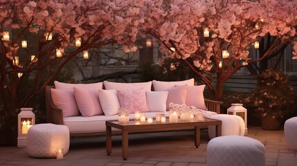 patio into a cherry blossom breeze retreat