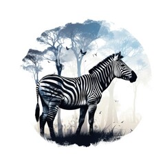  Cool and Beautiful Double Exposure Silhouette Zebra Animal in Natural Habitat