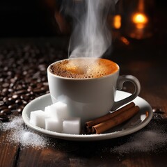Fototapeta premium Cup of coffee with sugar.
