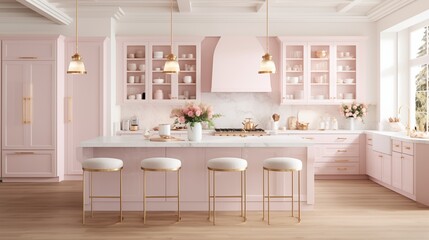 Fototapeta na wymiar Transform your kitchen into a rose petal retreat