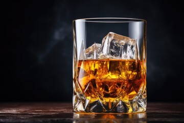 Whiskey with salt on a dark background