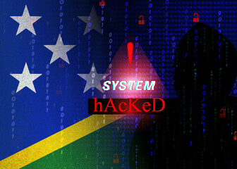 Cyber attack on Solomon Islands.Digital security hacker.