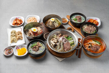 Galbi-tang, Seolleong-tang, Naju-gom-tang, Yukgaejang, Bibim-myeon, Cold Noodles, Cold Noodles, Korean food, Beef Galbi octopus shrimp hot pot, Sogal-nak-sae hot pot, Son Mandu, Dumpling, Dumpling