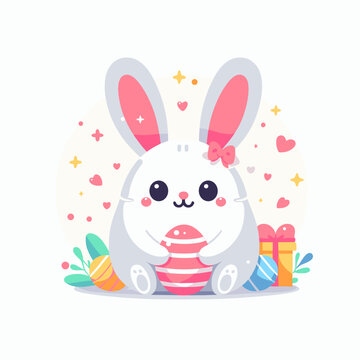 Cute easter rabbit illustration 