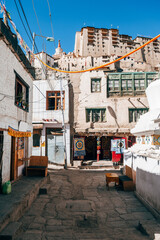 street viewe of leh ladakh city, india