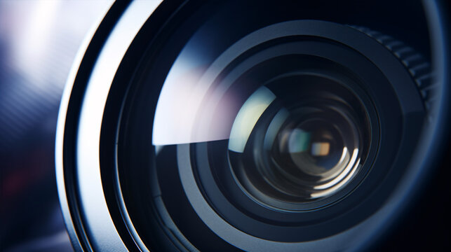 A close examination of a camera lens aperture reveals a concept related to film and photography.