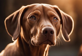 Cute dog or pet is looking happy isolated on transparent background Brown vizsla young dog is posing