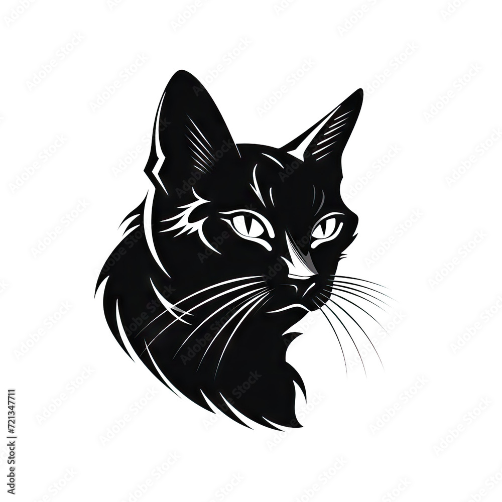 Sticker black logo cat illustration