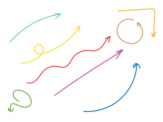 Hand drawn illustration of a colorful arrows