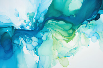Cool Blues and Greens Merging in a Sea-inspired Abstract Art