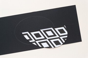 abstract black paper with oval shape with diamantine pattern