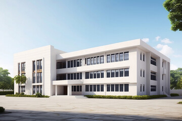 multi stored corner facing white building for college university and office in big screen