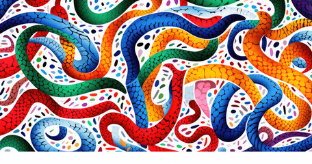 colorful snakes abstract design