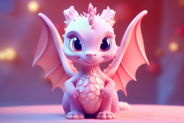 3d render illustration for cute pink dragon © Shameera
