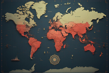 Detailed World Map with Pinpointed Travel Destinations