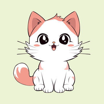 anime cartoon characters cute cats in spring pictures, happy cute, art, animals, kittens, pets, graphics, cats,