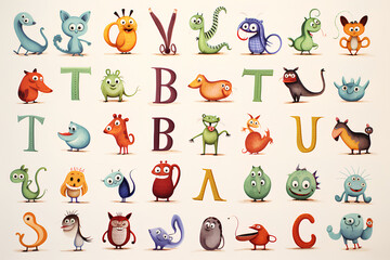 Educational Alphabet Poster with Fun Animal Illustrations