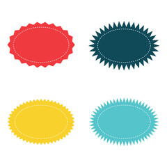Stitched zig-zag circle collection in black color. Circle with sharp and rounded waves edge. Sale and big set of black zig-zag circle sticker with background