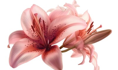 Fototapeta na wymiar Pink lily flower bouquet on white background