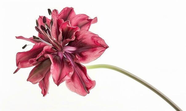 Beautiful purple lily flower isolated on white background