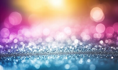 Colorful glitter bokeh on white background, abstract background.