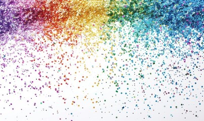 Colorful glitter bokeh on white background, abstract background.