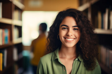 Generative AI technology conceptual picture World Book Day people reading book in big large library