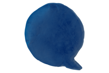 Blue speech bubble plasticine isolated on transparent background