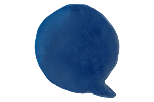 Blue speech bubble plasticine isolated on transparent background