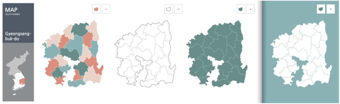 Korea's Gyeongsangbuk-do map illustration vector file