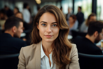Naklejka premium Business people having office meeting successful coworkers company building Generative AI