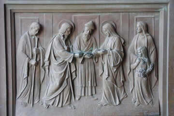 Castelpetroso - Molise - Basilica Minore dell'Addolorata Sanctuary - Details of religious scenes of...