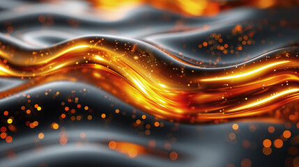 Liquid gold chrome waves background, shiny and lustrous metal golden pattern texture