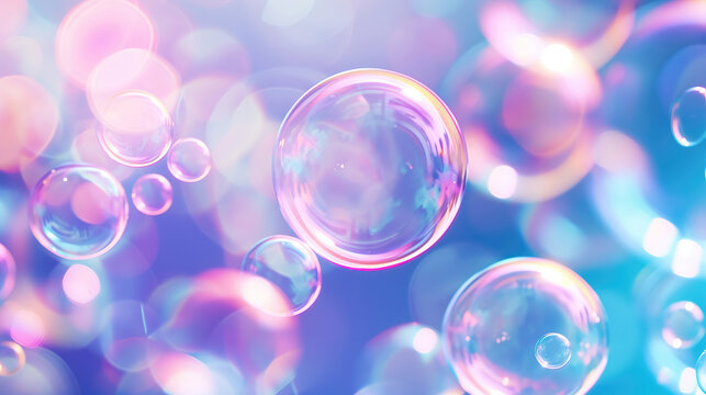 Soap bubbles abstract light illumination, abstract background