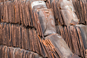 unused rooftile,old rooftiles,pattern rooftile,rows of rooftiles lined up, background texture