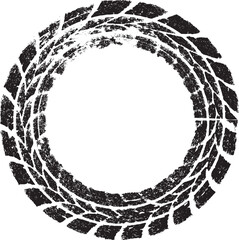 Tire Track Vector Round Border Frame . 