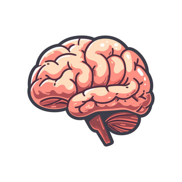 Simple human brain isolated on white background cartoon vector.