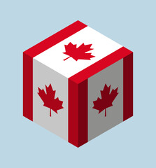 3D isometric cube with flag of Canada.