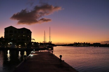 sunset at the harbor