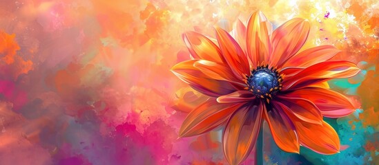 Fototapeta na wymiar Vibrantly Colorful Flower Bursting with Morning Light in a Colorful, Flower-filled Morning